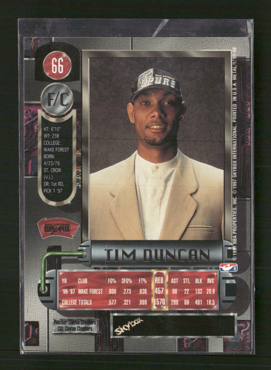 1997-98 Metal Universe Tim Duncan RC #66