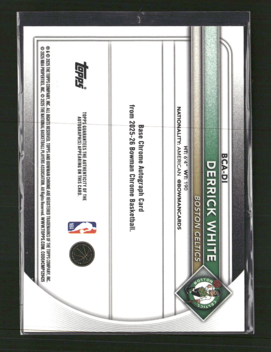 2025-26 Bowman Chrome Autographs Yellow Refractor Derrick White #/75 AU #BCA-DI