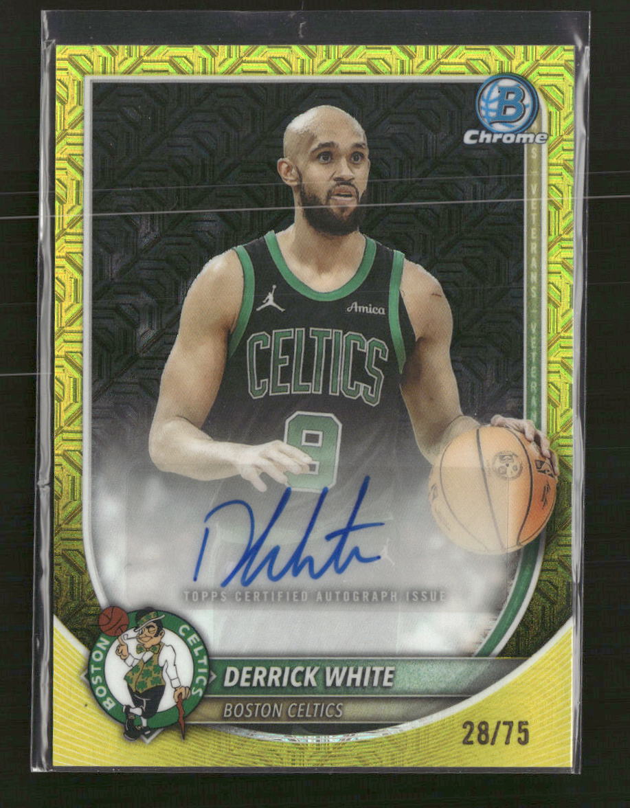 2025-26 Bowman Chrome Autographs Yellow Refractor Derrick White #/75 AU #BCA-DI
