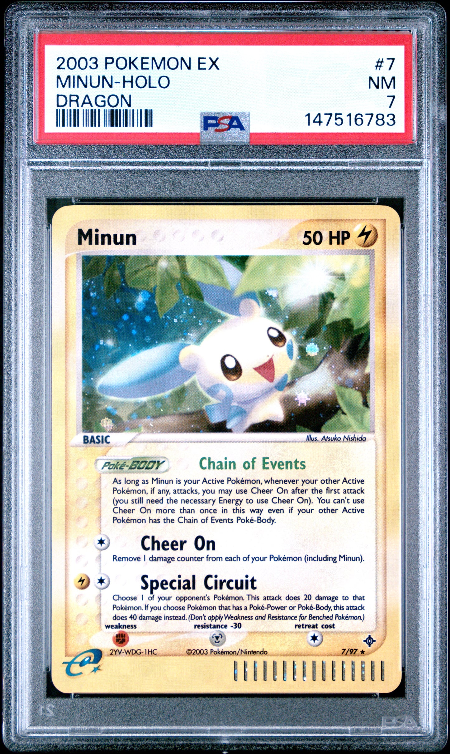 2003 Pokemon Ex Dragon Dragon Minun-Holo 7 PSA #7