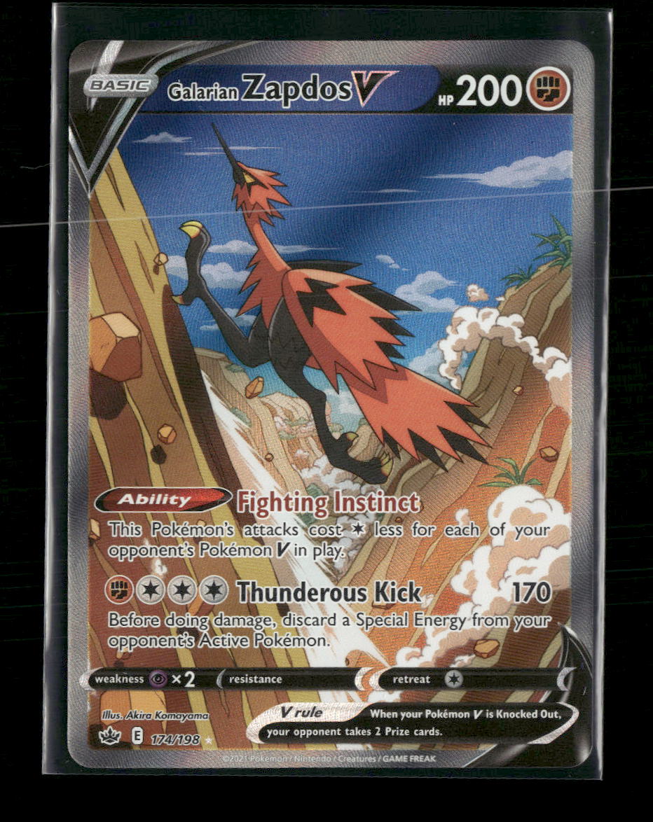 SWSH06: Chilling Reign Galarian Zapdos V (Alternate Full Art) #174/198