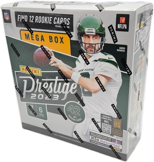 Caja MEGA de fútbol americano de la NFL Panini Prestige 2023