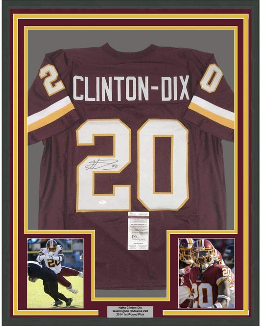 Framed Autographed/Signed Ha Ha HaHa Clinton-Dix 35x39 Washington Burgundy Football Jersey JSA COA