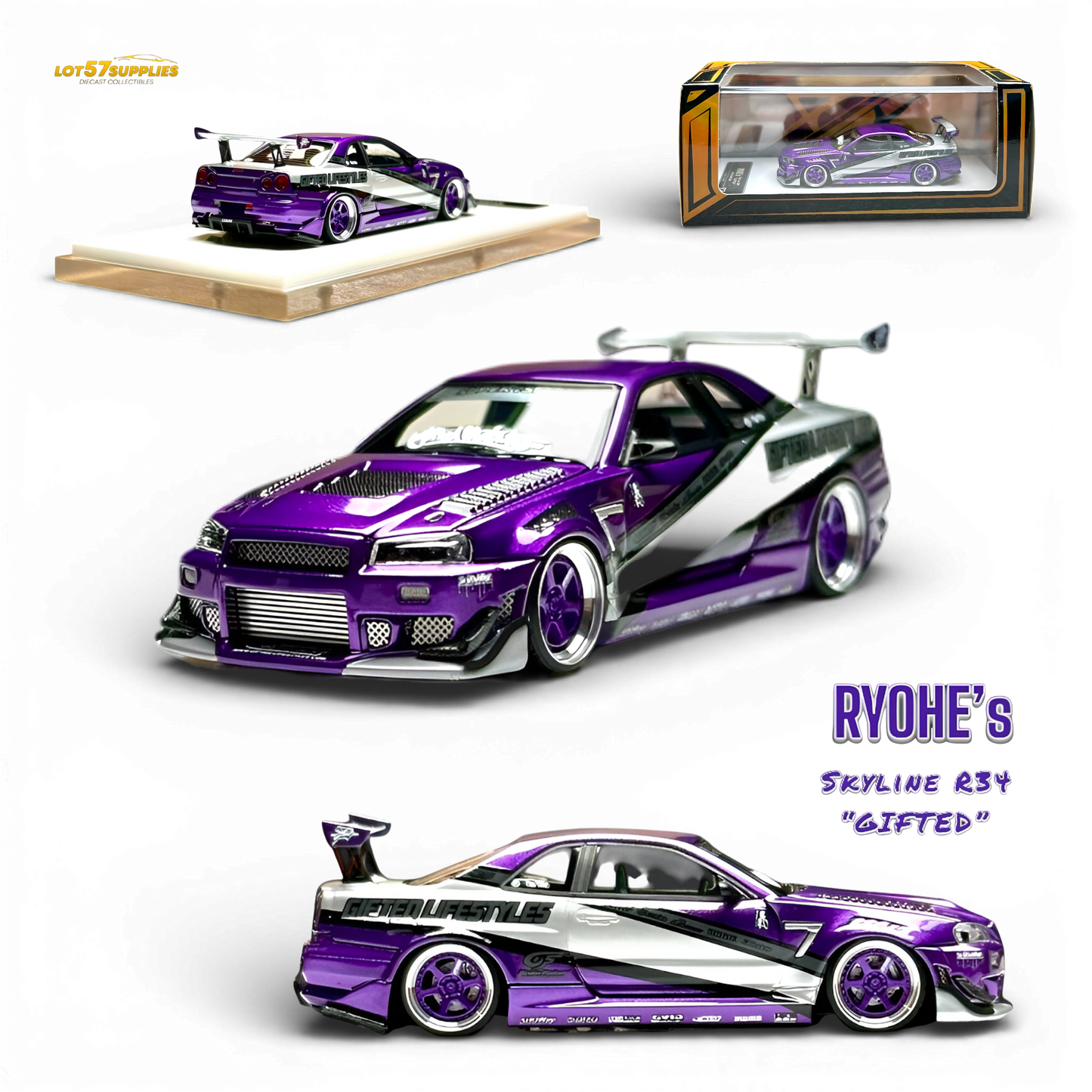 404ERROR x LOT 57 RYOHE's Skyline R34 "GIFTED" Resin 1:64