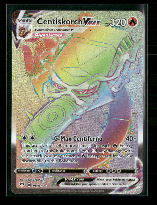 SWSH03: Darkness Ablaze Centiskorch VMAX (Secret) #191/189