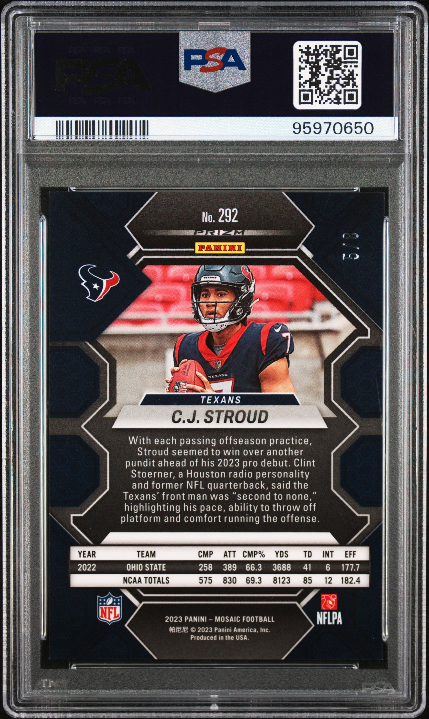 2023 Panini Mosaic Black Gold Choice Cj Stroud 9 PSA #292