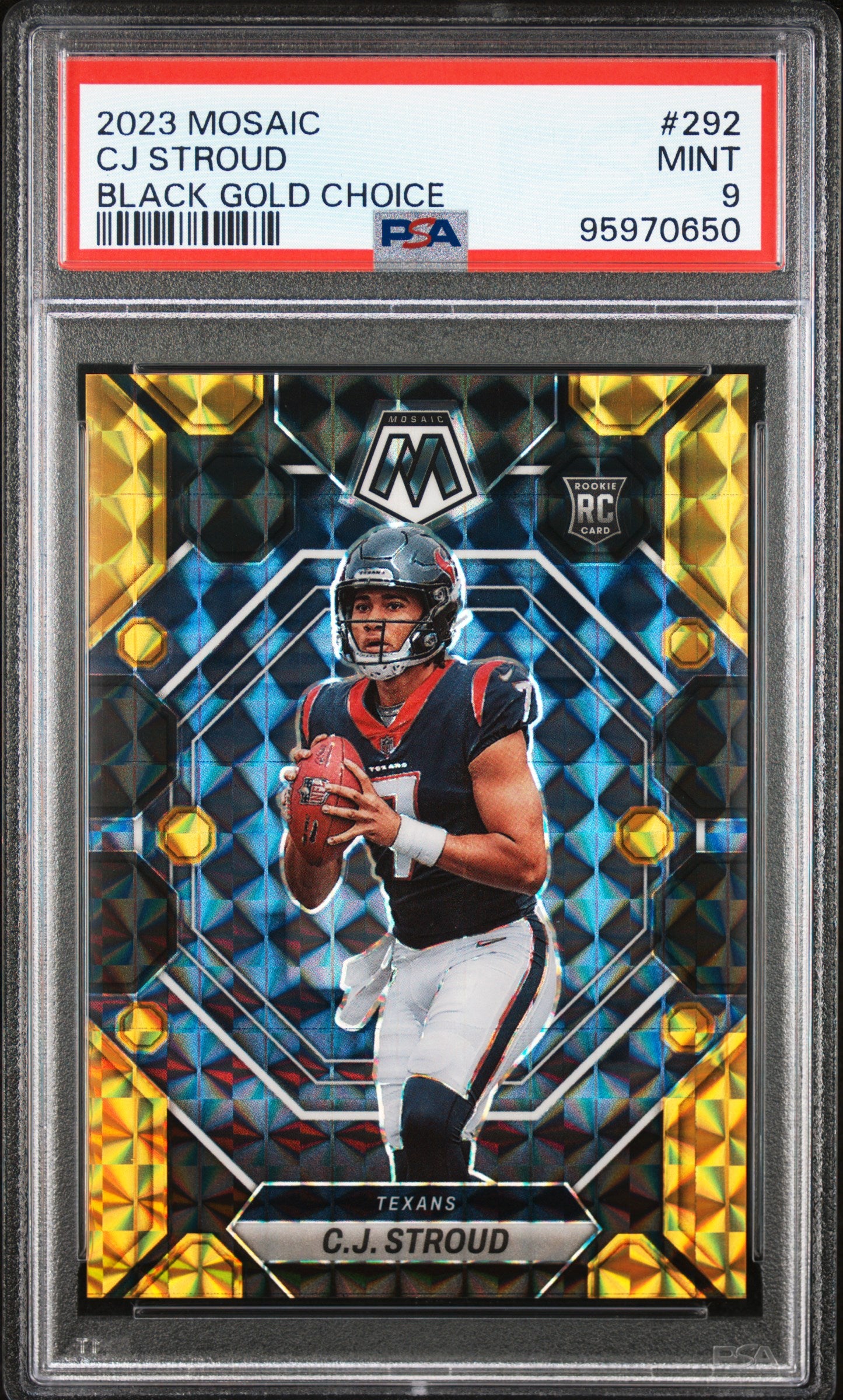 2023 Panini Mosaic Black Gold Choice Cj Stroud 9 PSA #292