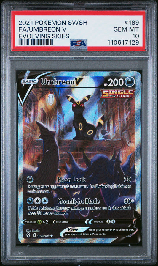 2021 Pokemon Sword & Shield Evolving Skies Fa/Umbreon V 10 PSA #189