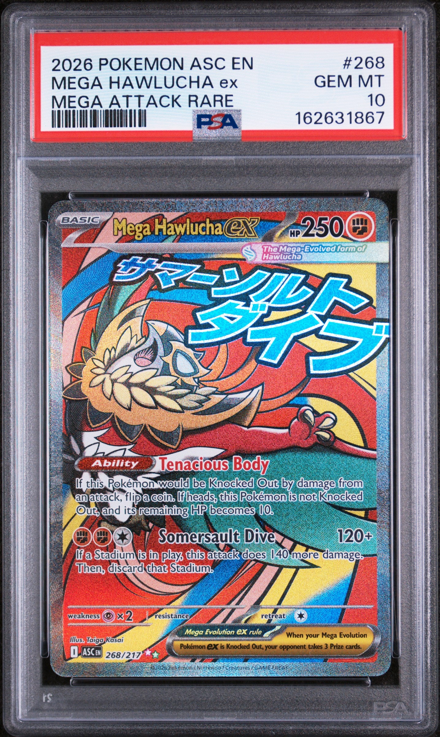 2026 Pokemon Ascended Heroes Mega Attack Rare Mega Hawlucha Ex 10 PSA #268