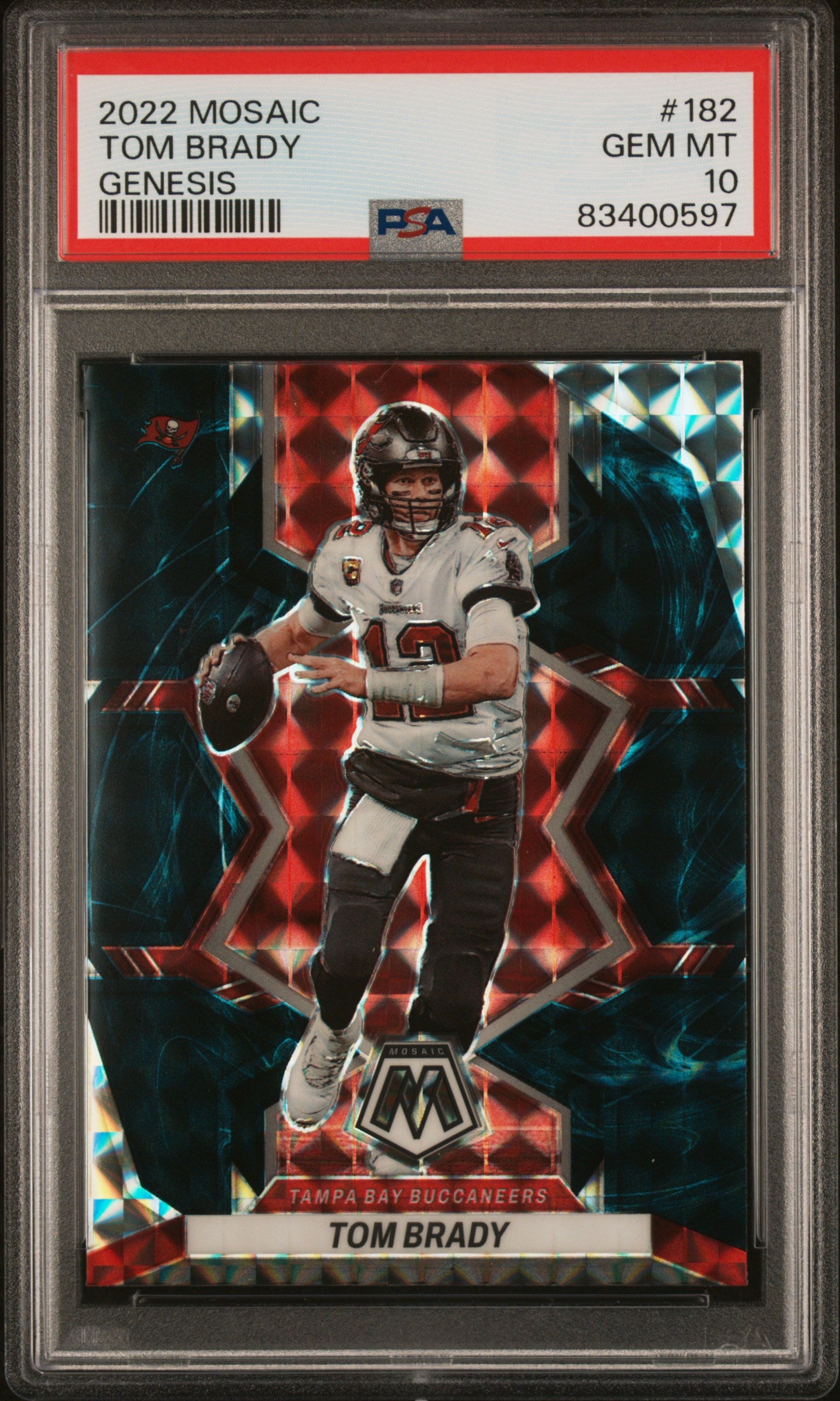 2022 Panini Mosaic Genesis Tom Brady 10 PSA #182