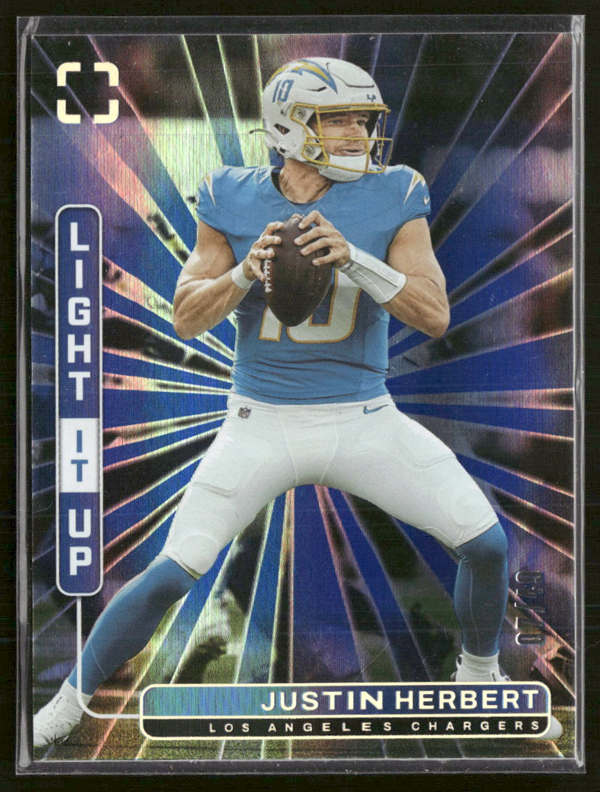 2025 Panini Photogenic Light It Up Blue Justin Herbert #/49 #13