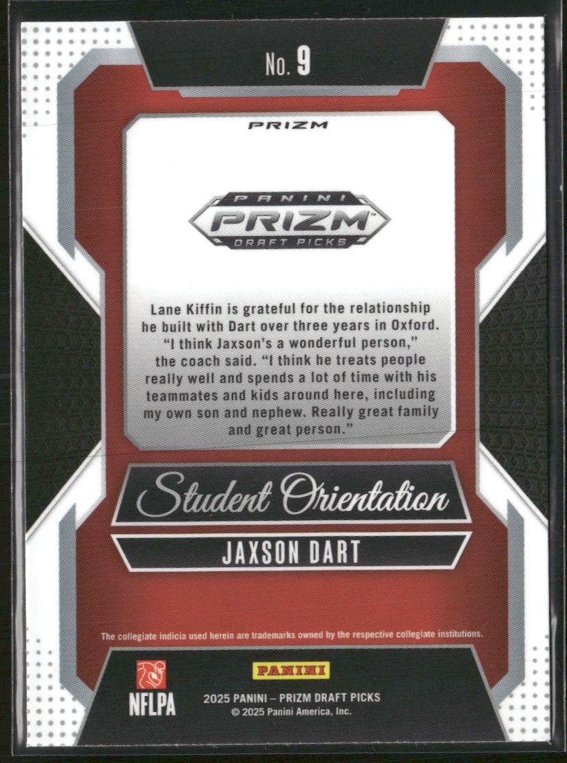 2025 Panini Prizm Draft Picks Student Orientation Gold Ice Jaxson Dart #9