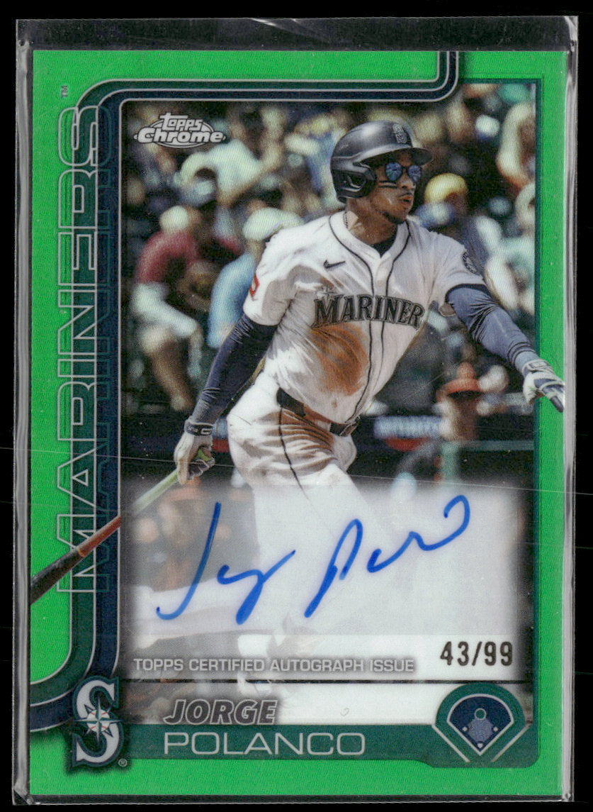 2025 Topps Chrome Update Autographs Green Refractors Jorge Polanco /99 AU #AC-JP