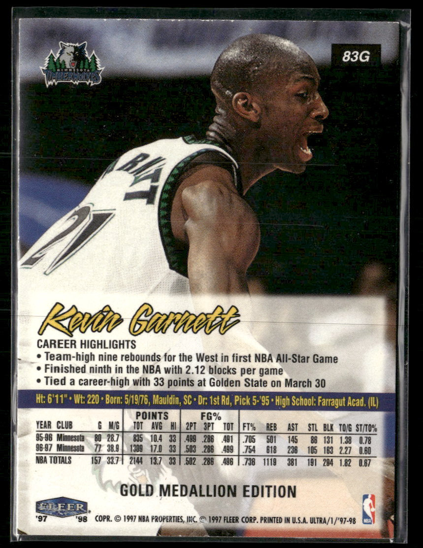 1997-98 Ultra Gold Medallion Kevin Garnett #83G