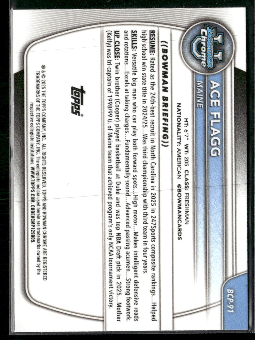 2025-26 Bowman Chrome Prospects Yellow X-Fractor Ace Flagg #/75 #BCP-91