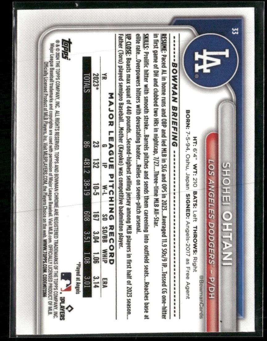 2024 Bowman Chrome Mojo Refractors Shohei Ohtani #33