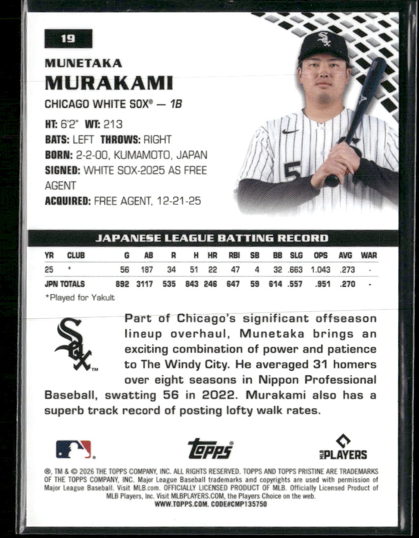 2026 Topps Pristine Purple Refractor Munetaka Murakami RC #/99 #19
