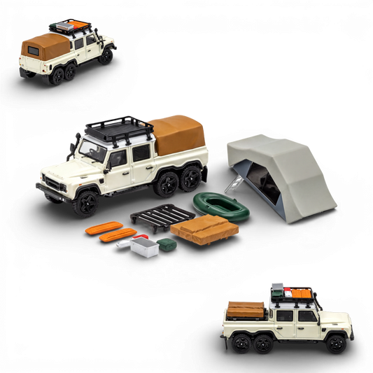 GCD Land Rover Defender 6x6 Off-White Camping Modified 1:64