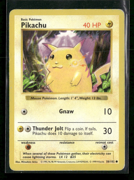 Base Set (Shadowless) Pikachu #058/102