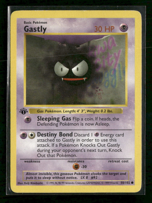 Base Set (Shadowless) Gastly 1st Edition #050/102