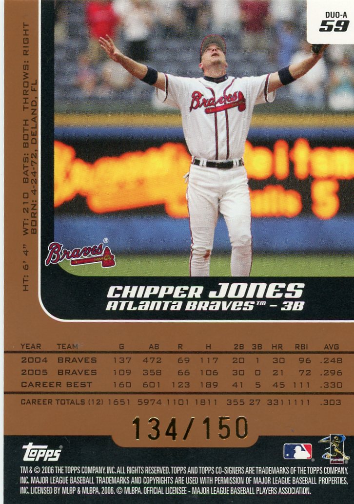 2006 Topps Co-Signers Chipper Jones / Andruw Jones #/150 #DUO-A 59