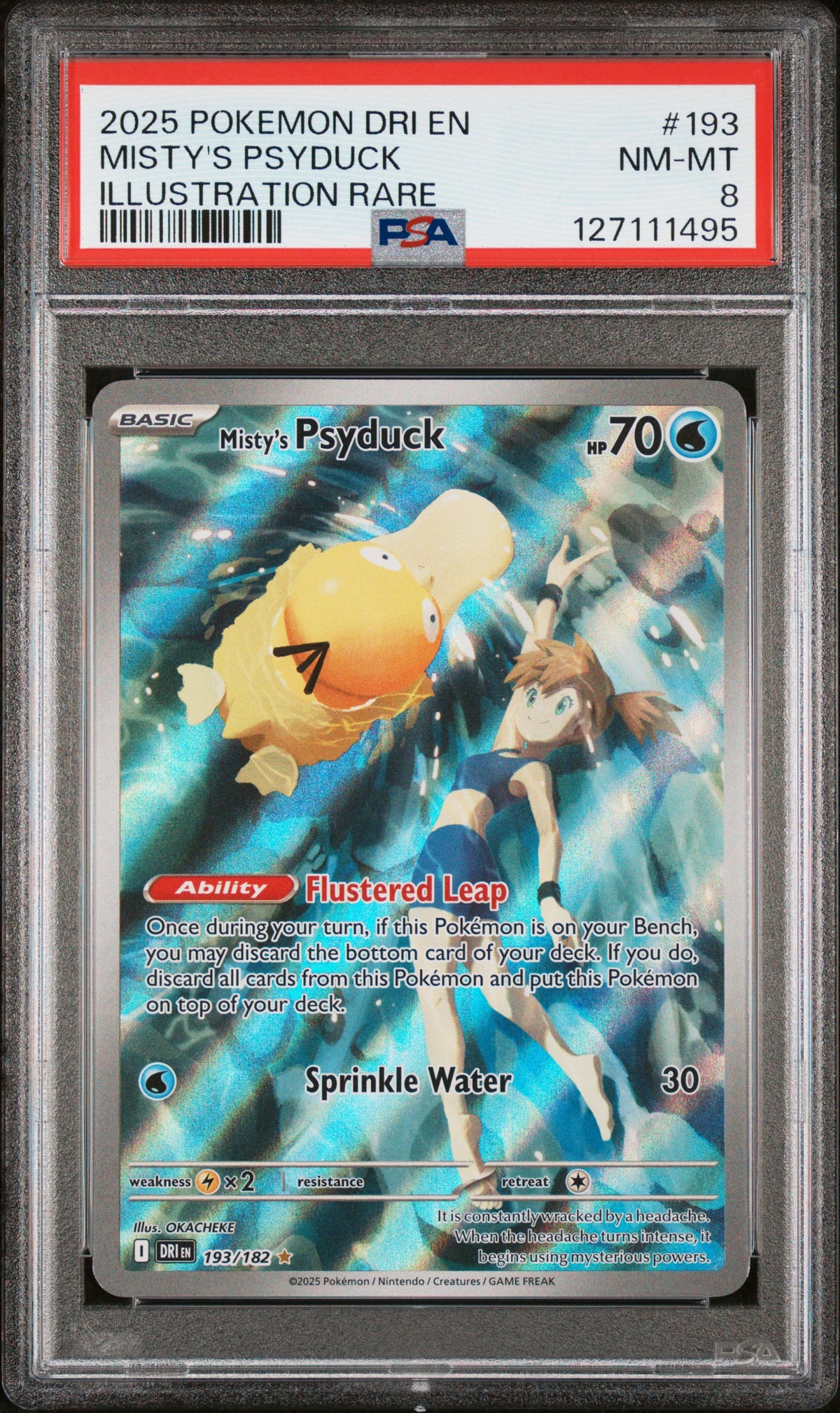 2025 Pokemon Dri En-Destined Rivals Illustration Rare Misty'S Psyduck 8 PSA #193