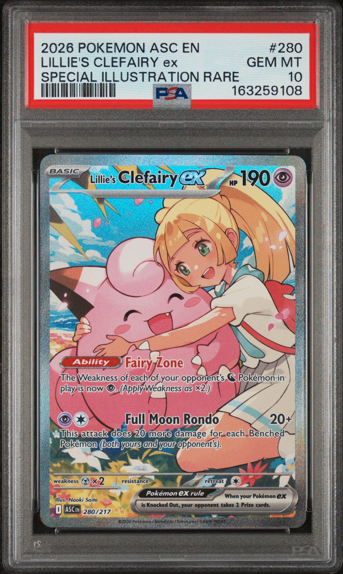2026 Pokemon Ascended H Special Illustration Rare Lillie'S Clefairy Ex 10 PSA