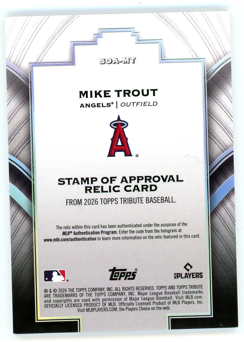2018 Topps Tribute Stamp of Approval Relics Green Mike Trout #/99 #SOA-MT