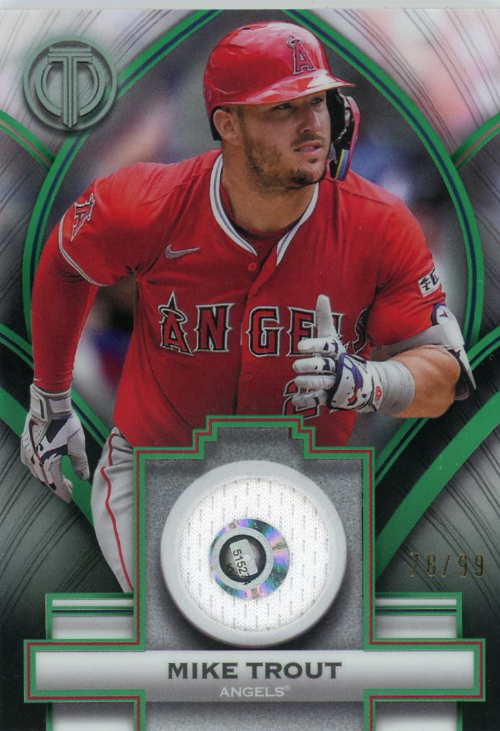 2018 Topps Tribute Stamp of Approval Relics Green Mike Trout #/99 #SOA-MT
