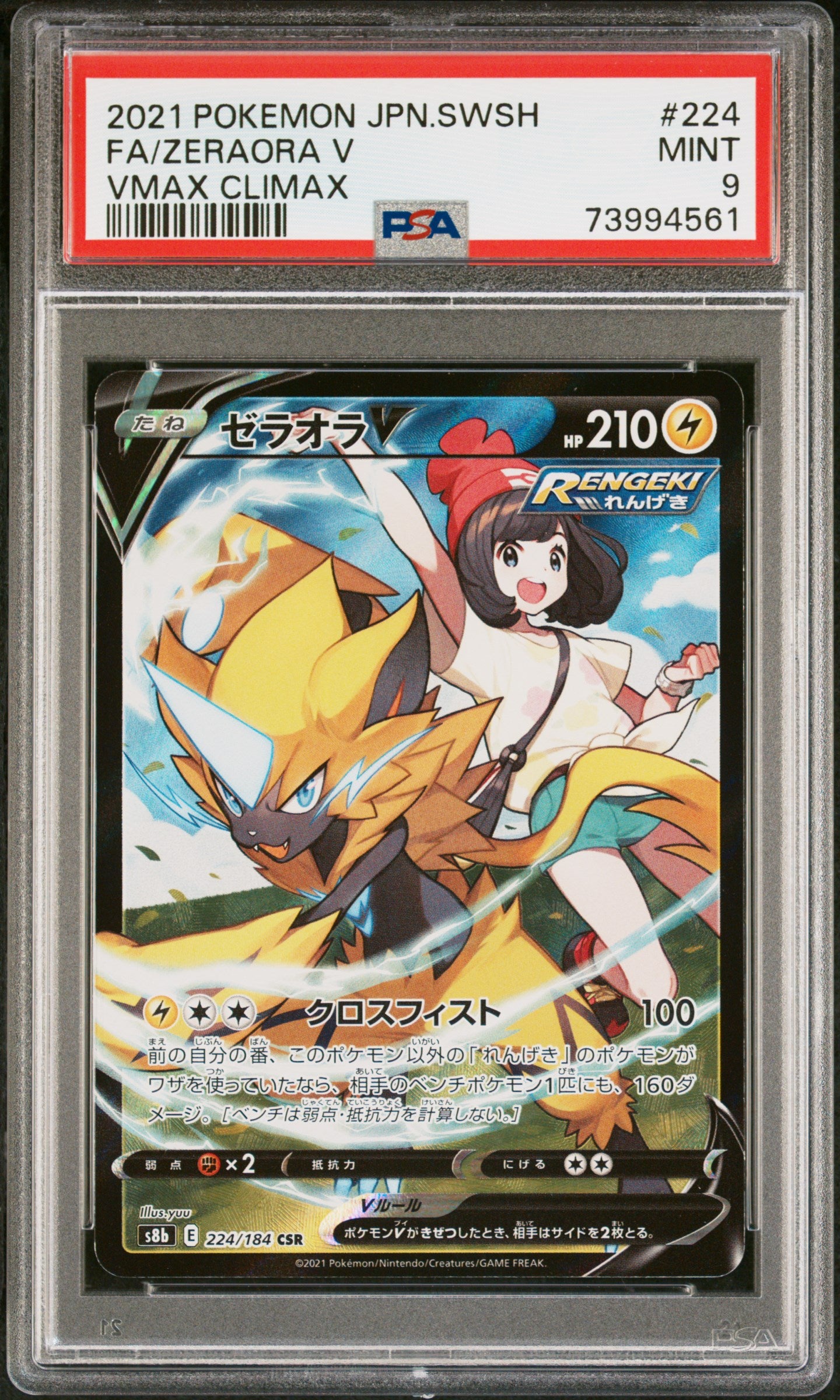 2021 Pokemon Japanese Sword & Shield Climax Vmax Climax Fa/Zeraora V 9 PSA #224