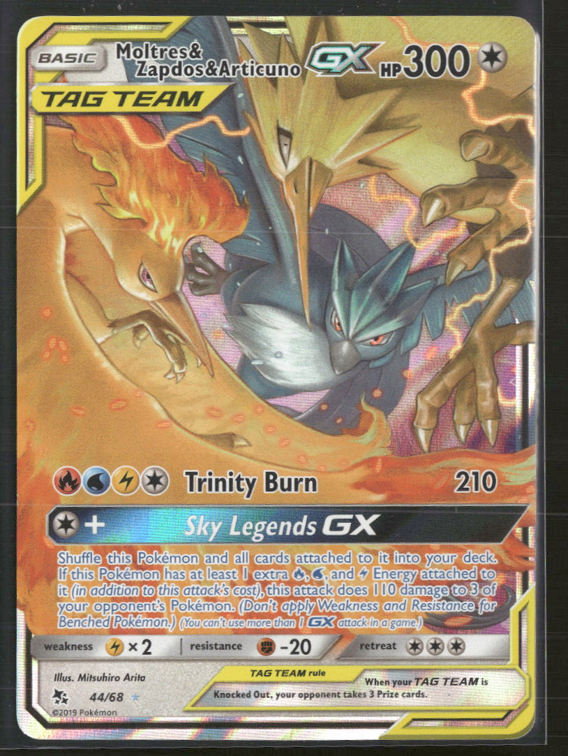 Hidden Fates Moltres & Zapdos & Articuno GX #44/68