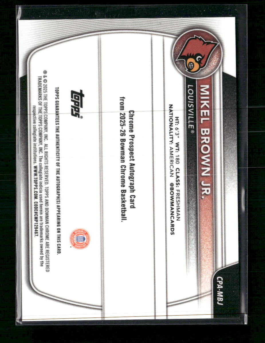 2025-26 Bowman Chrome Prospects Blue Refractor Mikel Brown Jr. #/150 #BCP-12