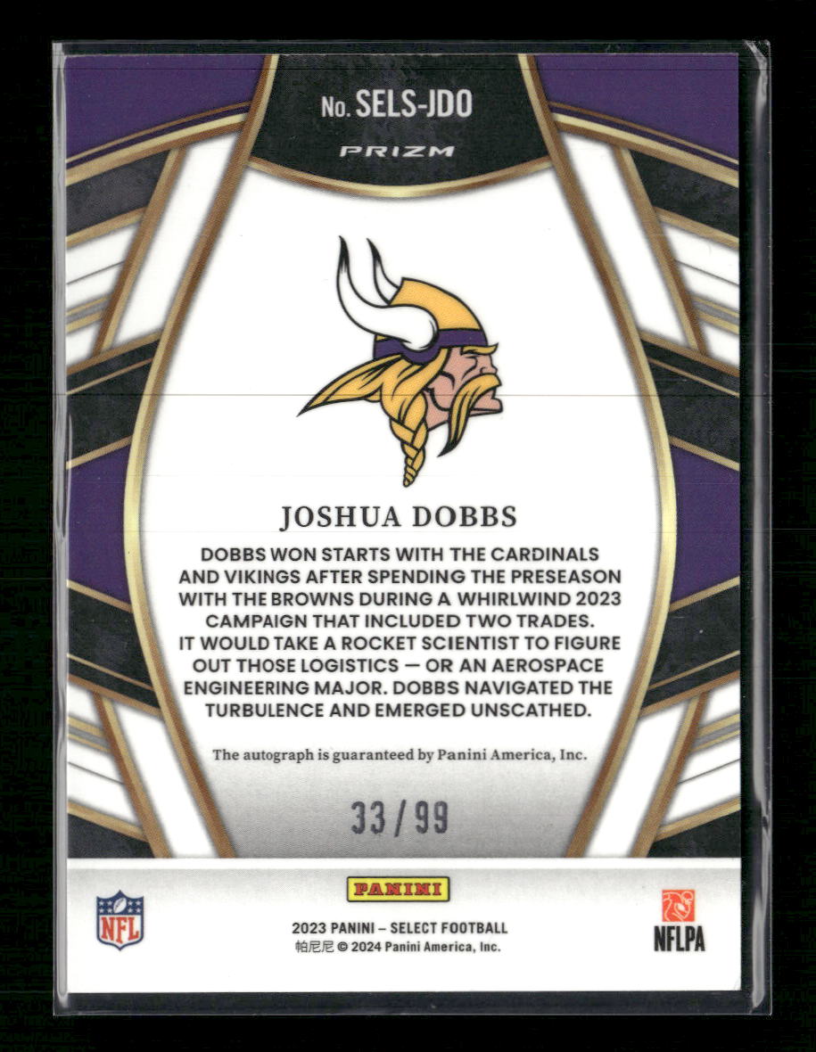 2023 Panini Select Select Signatures Blue Prizm Joshua Dobbs #/99 AU #SELS-JDO