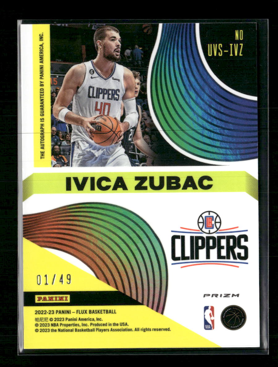 2022-23 Panini Flux Ultraviolet Signatures Red Ivica Zubac #/49 AU #UVS-IVZ