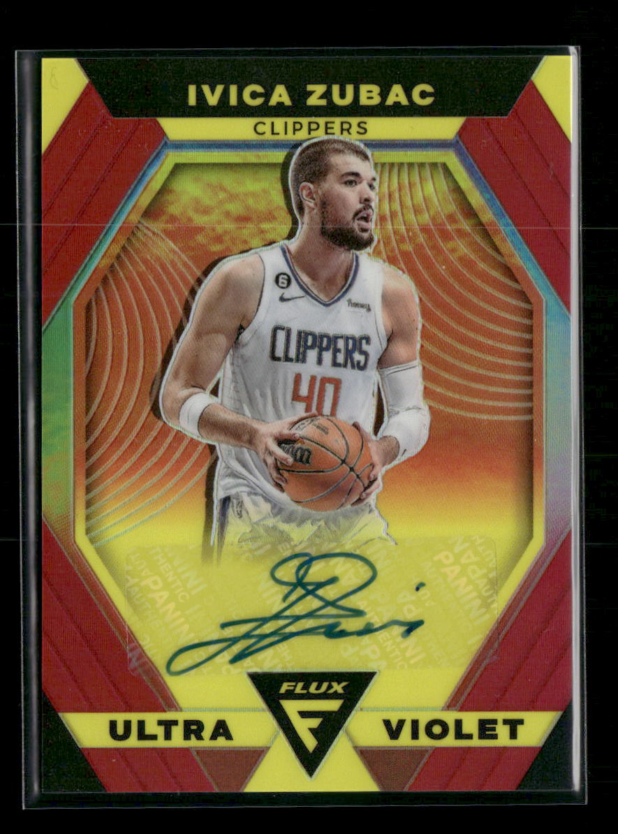 2022-23 Panini Flux Ultraviolet Signatures Red Ivica Zubac #/49 AU #UVS-IVZ