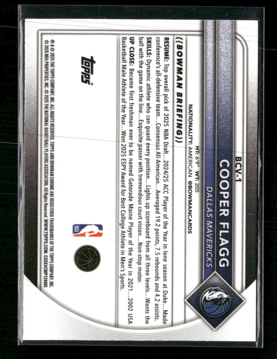2025-26 Bowman Chrome Cooper Flagg #BCV-1