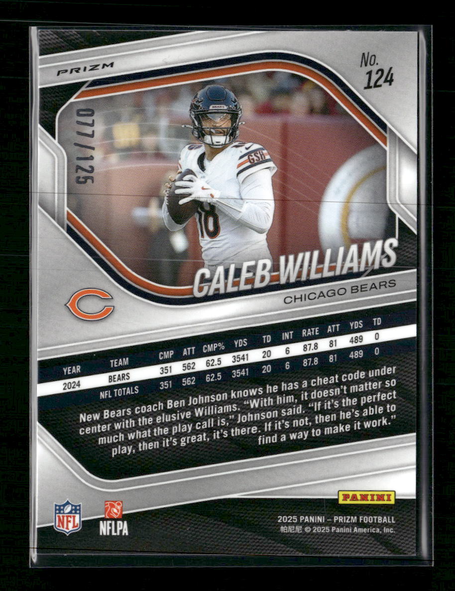 2025 Panini Prizm No Huddle Blue Caleb Williams #/125 #124