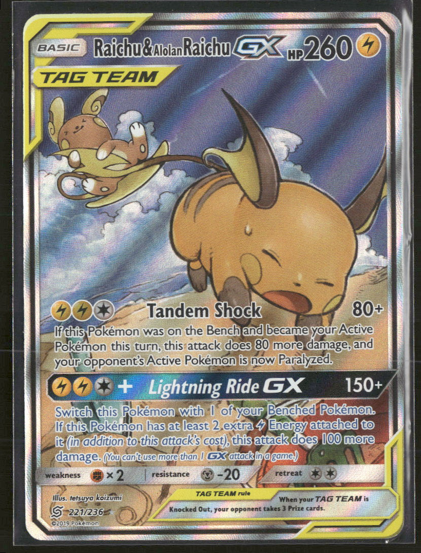 SM - Unified Minds Raichu & Alolan Raichu GX (Alternate Full Art) #221/236
