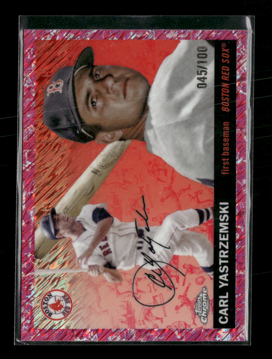 2025 Topps Chrome Platinum Fuchsia Shimmer Carl Yastrzemski #/100 #368