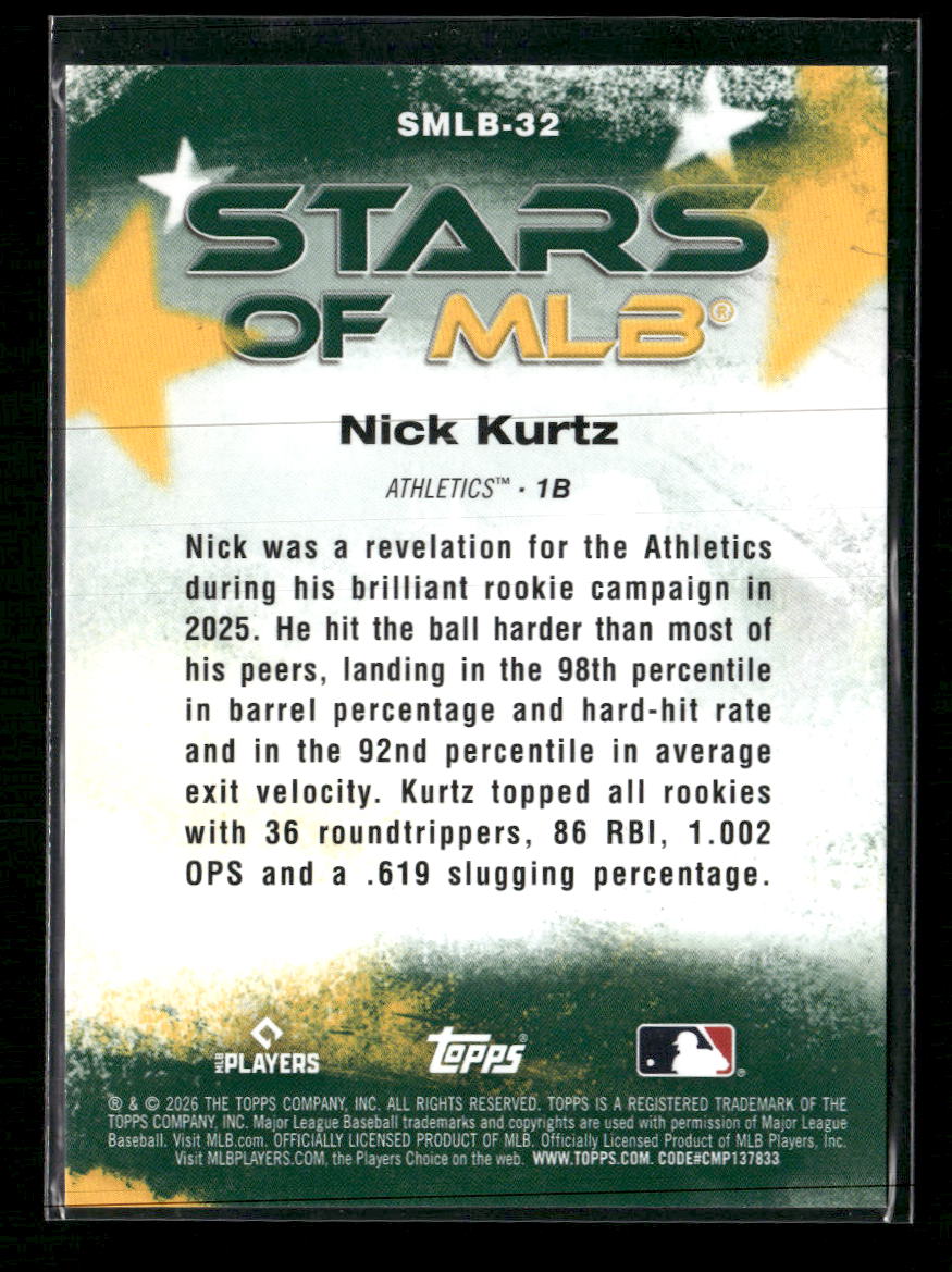2026 Topps Stars of MLB Green Foil Nick Kurtz #/99 #SMLB-32