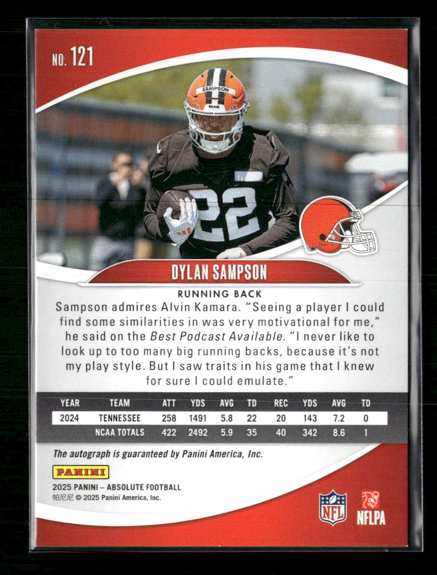 2025 Panini Absolute Signature Rookies Green Waves Dylan Sampson RC #/50 AU #121