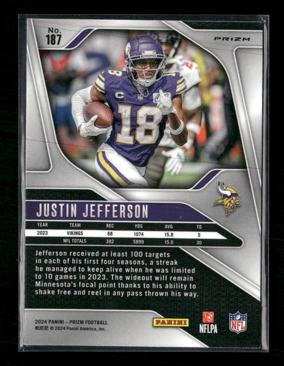 2024 Panini Prizm Black and White Checker Justin Jefferson #187