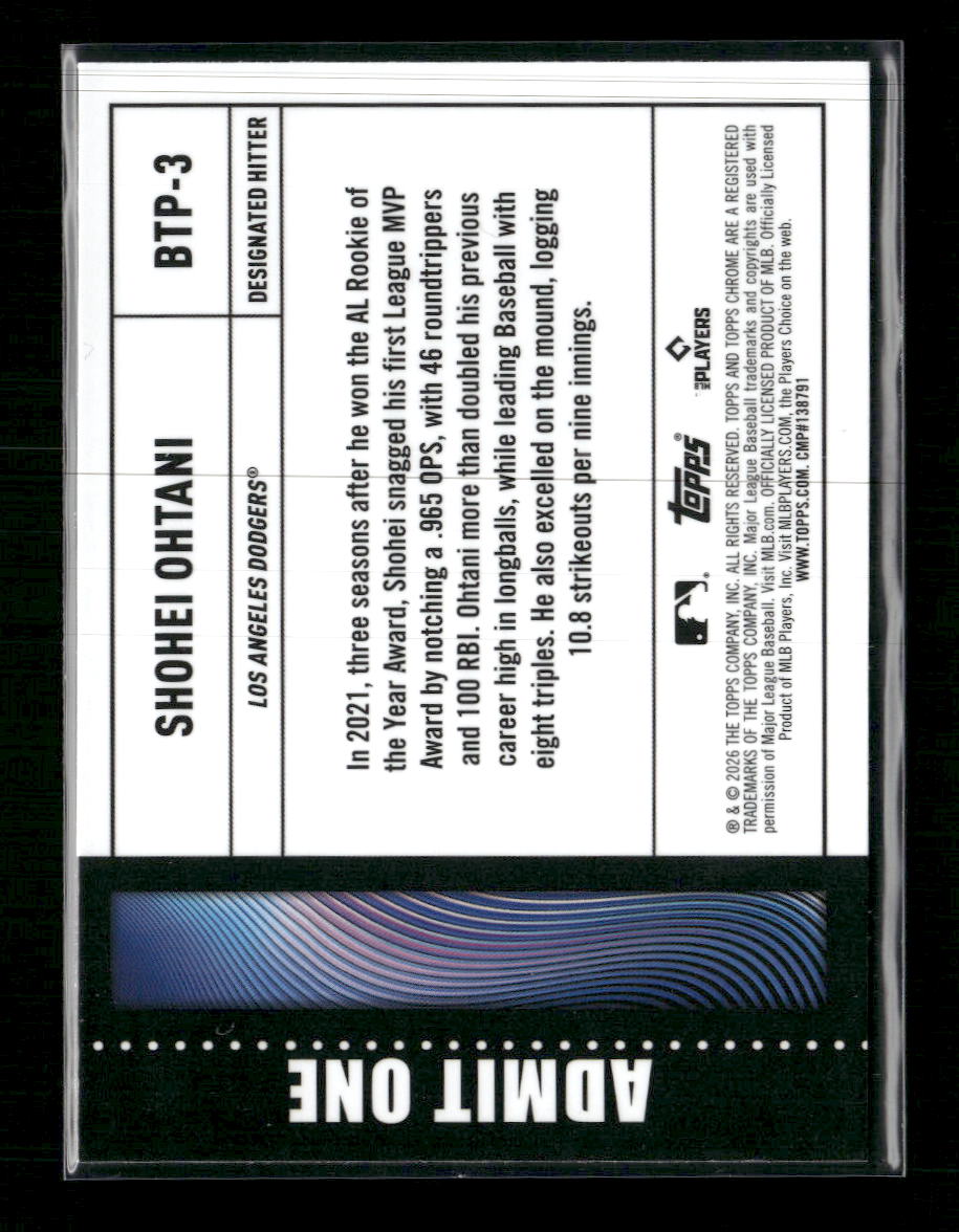 2026 Topps Chrome Big Ticket Players Shohei Ohtani #BTP-3