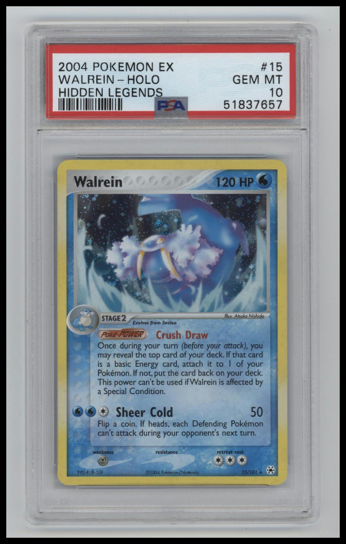 2004 Pokemon Ex Hidden Legends Hidden Legends Walrein-Holo 10 PSA #15
