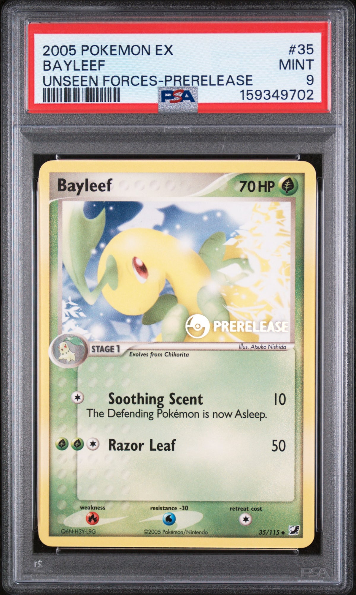 2005 Pokemon Ex Unseen Forces Unseen Forces-Prerelease Bayleef 9 PSA #35