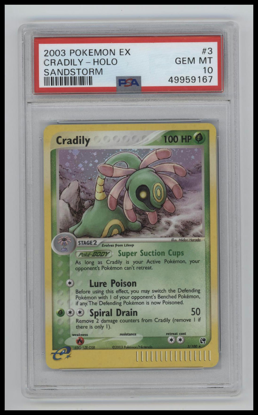 2003 Pokemon Ex Sandstorm Sandstorm Cradily-Holo 10 PSA #3