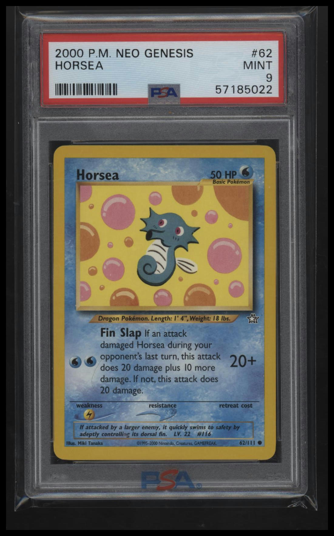 2000 Pokemon Neo Genesis Horsea 9 PSA #62