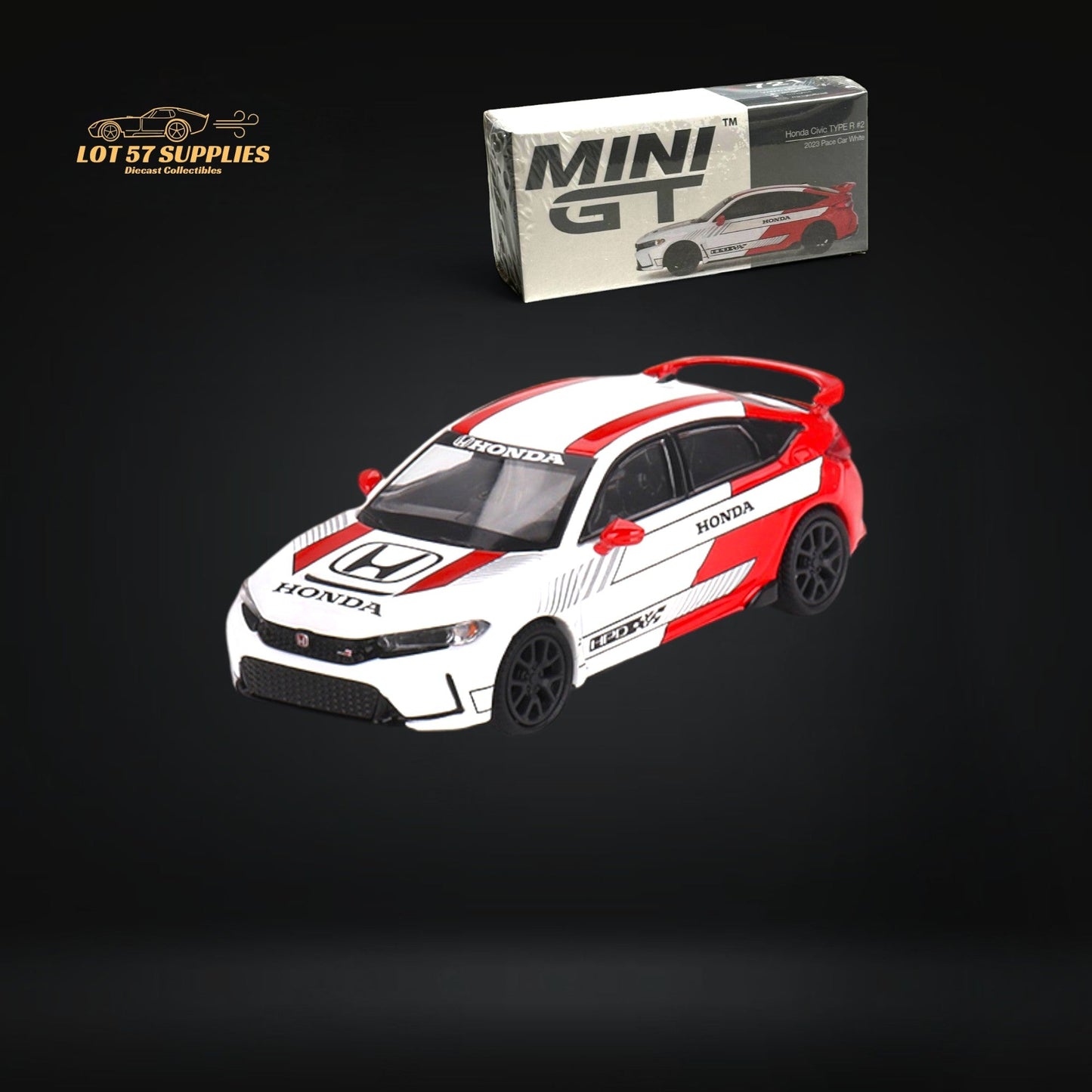 Mini-GT Honda Civic Type R 2023 Pace Car White 1:64