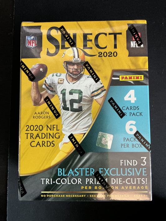 2020 Panini Select Football 24-Card Blaster Box - Tri-Color Prizm Die-Cuts