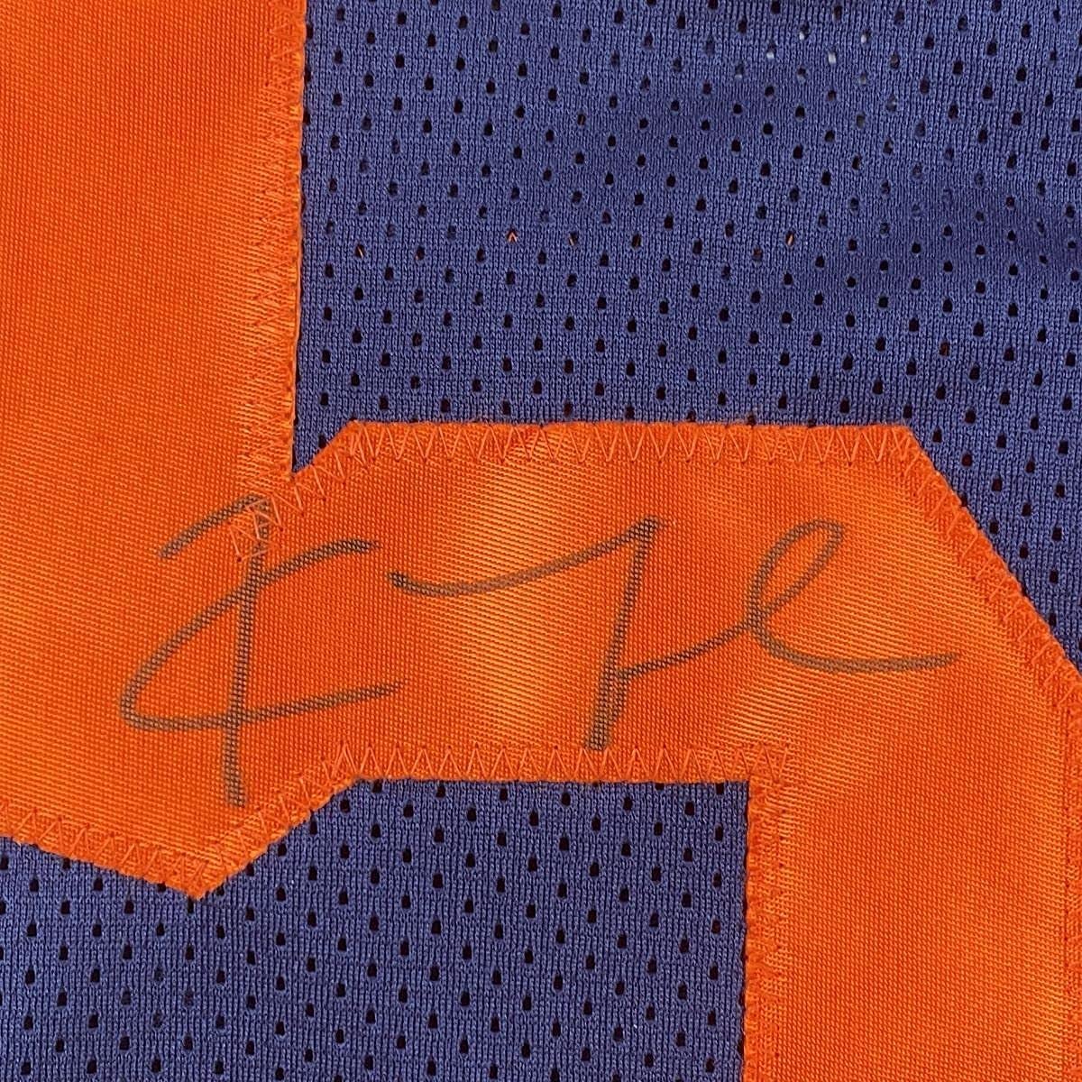 Framed Autographed/Signed Khalil Mack 35x39 Chicago Retro Blue Football Jersey JSA COA